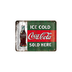 Nostalgic Art металлическая пластина Coca-Cola Ice cold sold here, 15x20 см цена и информация | Детали интерьера | 220.lv