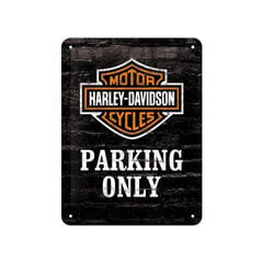 Metāla plāksne 15x20 cm / Harley-Davidson Parking only cena un informācija | Interjera priekšmeti | 220.lv