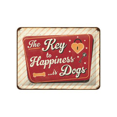 Nostalgic Art металлическая пластина The Key to Happiness...is Dogs, 15x20 см цена и информация | Детали интерьера | 220.lv