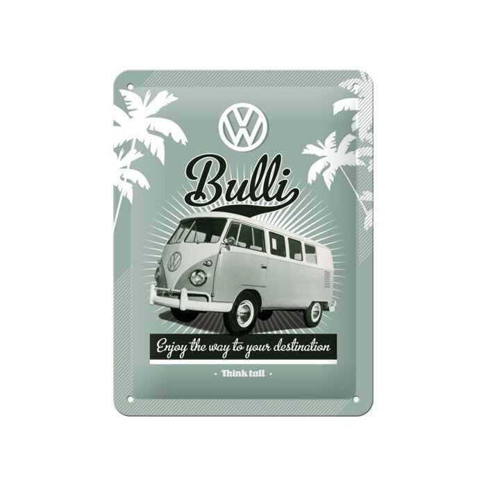 Metāla plāksne 15x20 cm / VW Bulli, Enjoy the way to your destination цена и информация | Dārza dekori | 220.lv