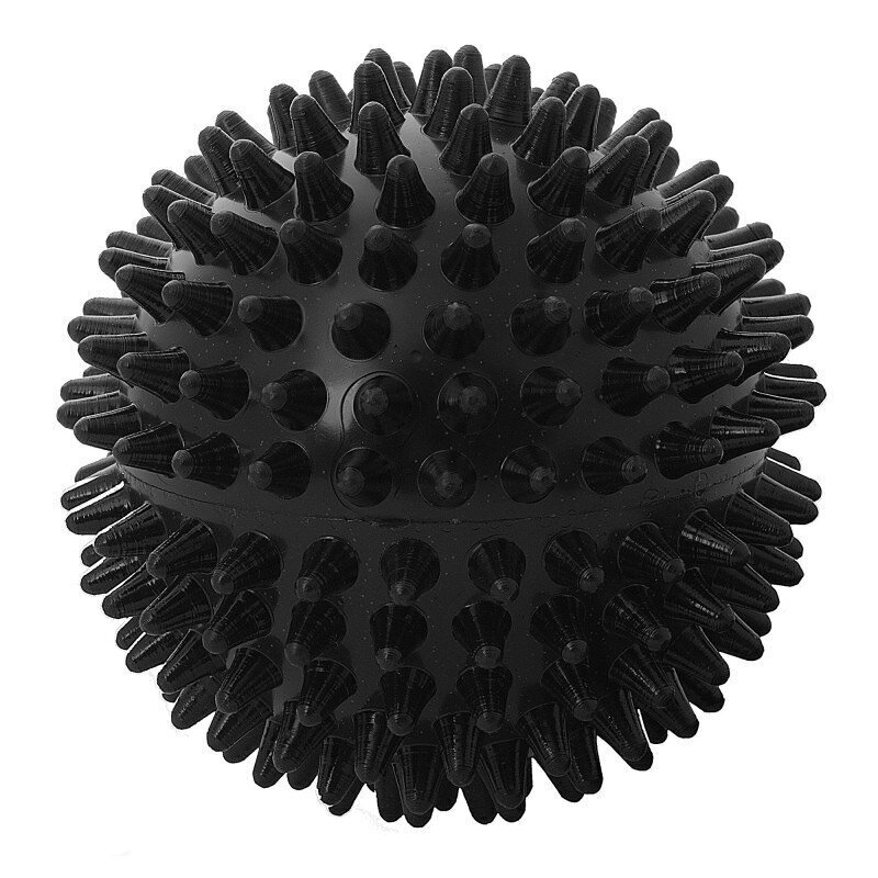 Masāžas bumbiņa Springos, 7,5 cm, melna cena un informācija | Masāžas piederumi | 220.lv