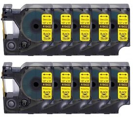 Dore аналоговые виниловые наклейки Dymo 18432 12мм x 5.5м S0718450 Black On Yellow, комплект из 10 шт. цена и информация | Аксессуары для принтера | 220.lv