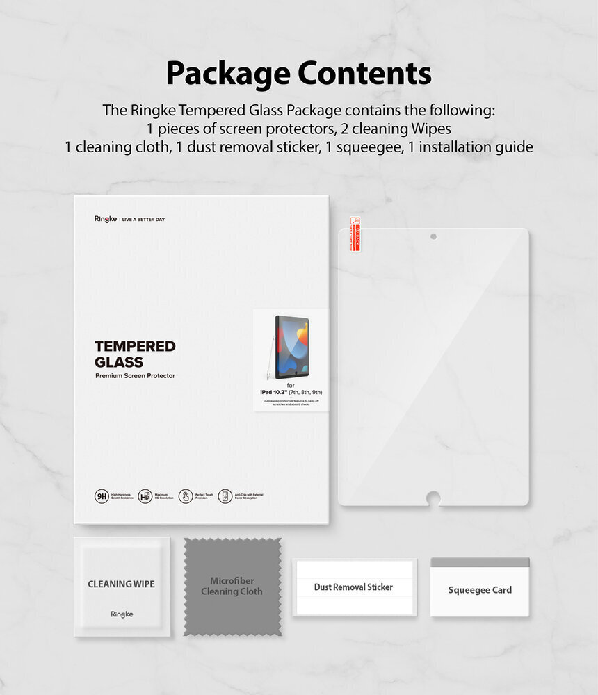 Ringke Invisible Defender ID Glass rūdīts stikls iPad 10.2 2019 / 2020 / 2021 cena un informācija | Ekrāna aizsargstikli | 220.lv
