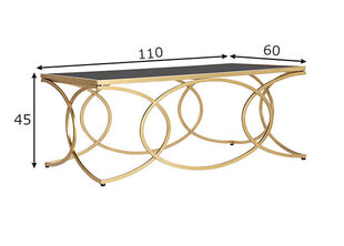 Kafijas galdiņš Glam 110, melns/zelta cena un informācija | Žurnālgaldiņi | 220.lv