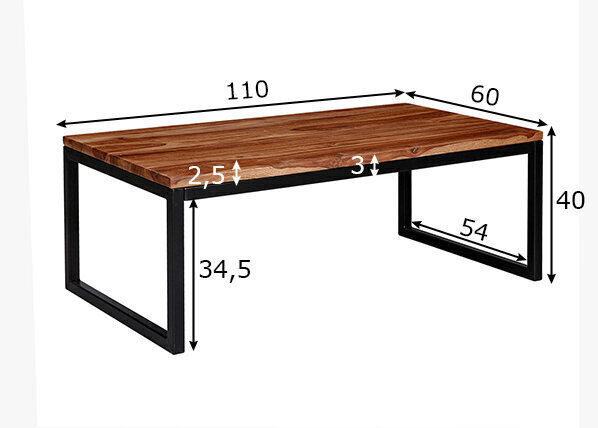 Kafijas galdiņš Laud, 110x60 cm, brūns/melns cena un informācija | Žurnālgaldiņi | 220.lv