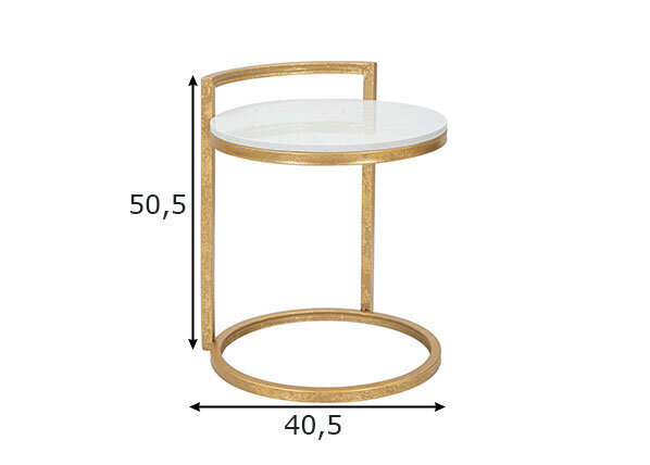 Sānu galdiņš Glam 50, zelta krāsa/balts cena un informācija | Žurnālgaldiņi | 220.lv