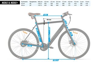 FitNord Agile+ elektrovelosipēds, rāmis 52cm cena un informācija | Elektrovelosipēdi | 220.lv