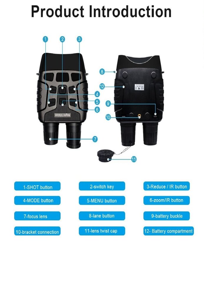HD TFT binokulāra nakts redzamības ierīce Night Vision cena un informācija | Binokļi | 220.lv