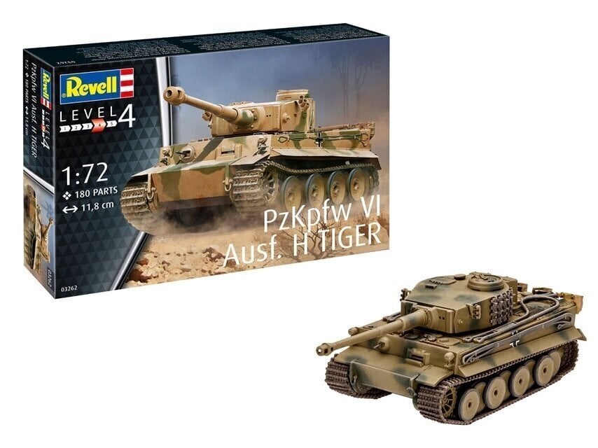 Revell - PzKpfw VI Ausf. H Tiger, 1/72 03262 цена и информация | Konstruktori | 220.lv