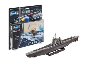 Сборная пластиковая модель Revell - German Submarine Type VII C/41 подарочный набор, 1/350, 65154 цена и информация | Kонструкторы | 220.lv