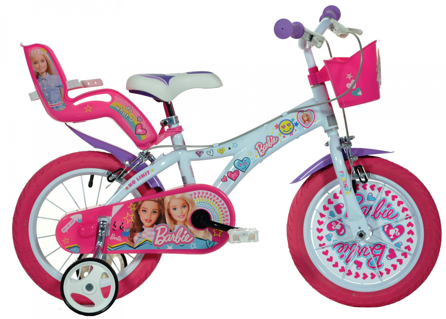 Velosipēds bērniem Dino Barbie No Limit 16”, balts/rozā цена и информация | Velosipēdi | 220.lv