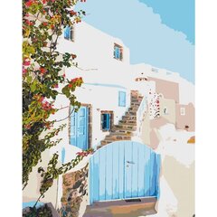 Gleznošanas komplekts pēc numuriem Santorini kiemas 40x50 cena un informācija | Gleznas pēc numuriem | 220.lv
