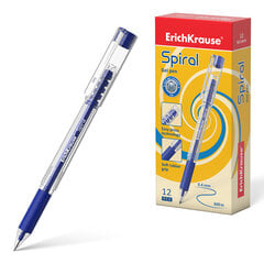 Ручка гелевая синяя ErichKrause Spiral, цвет чернил синий (в коробке по 12 шт.) цена и информация | Письменные принадлежности | 220.lv