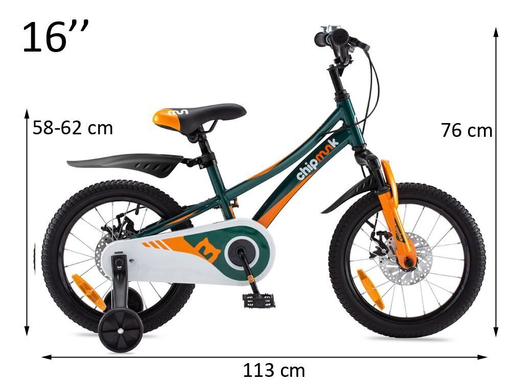 Bērnu velosipēds "Royal Baby Explorer Chipmunk 16", zaļš cena un informācija | Velosipēdi | 220.lv
