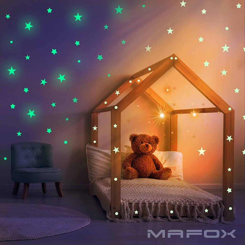 Zvaigznes, kas spīd tumsā (204 gab.) Uzlīmes istabas dekorēšanai - Galaxy Glow Star komplekts un saules sistēmas uzlīme bērniem cena un informācija | Dekoratīvās uzlīmes | 220.lv