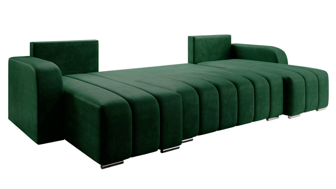Stūra dīvāns-gulta Pufetto, zaļa cena un informācija | Dīvāni | 220.lv
