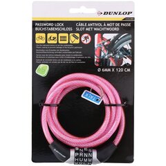 Велосипедный замок с кодом Dunlop, 0.6 x 120 см, розовый цена и информация | Замки для велосипеда | 220.lv