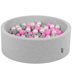 KiddyMoon Круглый детский бассейн с мячиками 90x30см/200 шариков ∅ 7см, Светло-серый:перламутровый/серый/розовый цена и информация | Игрушки для малышей | 220.lv