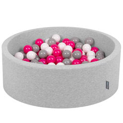 KiddyMoon Круглый детский бассейн с мячиками 90x30см/200 шариков ∅ 7см, Светло-серый:белый/серый/темно-розовый цена и информация | Игрушки для малышей | 220.lv
