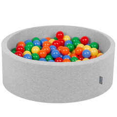 KiddyMoon Круглый детский бассейн с мячиками 90x30см/300 шариков ∅ 7см, Светло-серый:жёлтый/зелёный/голубой/красный/оранжевый цена и информация | Игрушки для малышей | 220.lv