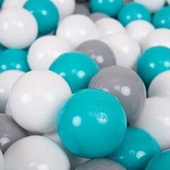 KiddyMoon Играть в пластиковые шарики для малыша 200 штук ∅ 7cm, серый/белый/бирюзовый цена и информация | Игрушки для малышей | 220.lv