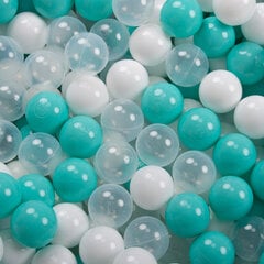 KiddyMoon Играть в пластиковые шарики для малыша 300 штук ∅ 7cm, светло-бирюзовый/белый/прозрачный цена и информация | Игрушки для малышей | 220.lv