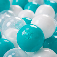 KiddyMoon Играть в пластиковые шарики для малыша 300 штук ∅ 7cm, бирюзовый/прозрачный/белый цена и информация | Игрушки для малышей | 220.lv