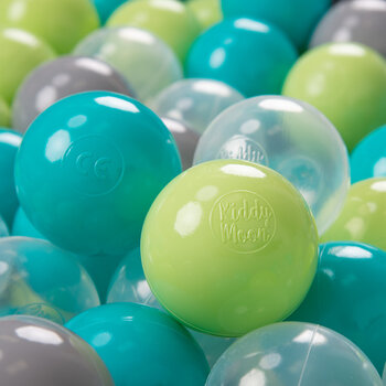 KiddyMoon Играть в пластиковые шарики для малыша 300 штук ∅ 7cm, бирюзовый/светло-зелёный/серый/прозрачный цена и информация | Игрушки для малышей | 220.lv