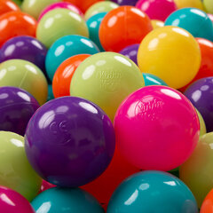 KiddyMoon Играть в пластиковые шарики для малыша 300 штук ∅ 7cm, светло-зелёный/жёлтый/бирюзовый/оранжевый/d.розовый/фиолетовый цена и информация | Игрушки для малышей | 220.lv