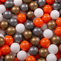 Пластиковые шарики для малыша KiddyMoon, 50 штук, ∅ 7 см, сертифицированный продукт, произведенный в ЕС, оранжевый/серебряный/золотой/белый цвет цена и информация | Игрушки для малышей | 220.lv