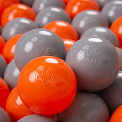 Пластиковые шарики для малыша KiddyMoon, 50 штук, ∅ 7 см, сертифицированный продукт, произведенный в ЕС, оранжевый/серый цвет цена и информация | Игрушки для малышей | 220.lv
