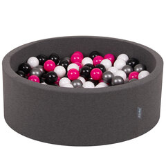 Круглый детский бассейн с мячиками KiddyMoon 90x30 см/300 шариков ∅ 7 см, сертифицирован в ЕС, темно-серый: белый/черный/серебряный/темно-розовый цена и информация | Игрушки для малышей | 220.lv