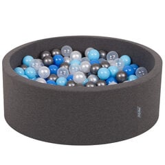 Круглый детский бассейн с мячиками KiddyMoon 90x30 см/200 шариков ∅ 7 см, сертифицирован в ЕС, темно-серый: перламутровый/голубой/светло-голубой/прозрачный/серебряный цена и информация | Игрушки для малышей | 220.lv