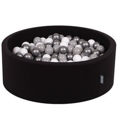 Круглый детский бассейн с мячиками KiddyMoon 90x30 см/300 шариков ∅ 7 см, сертифицирован в ЕС, черный: белый/серый/серебряный цена и информация | Игрушки для малышей | 220.lv