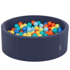 Круглый детский бассейн с мячиками KiddyMoon 90x30 см/300 шариков ∅ 7 см, сертифицирован в ЕС, темно-голубой: светло-зелёный/оранжевый/бирюзовый/голубой/светло-голубой/жёлтый цена и информация | Игрушки для малышей | 220.lv