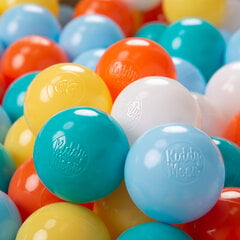 Играть в пластиковые шарики KiddyMoon для малыша 200 штук ∅ 6 см, сертифицированный продукт, произведенный в ЕС, белый/жёлтый/оранжевый/светло-голубой/бирюзовый цена и информация | Игрушки для малышей | 220.lv
