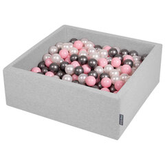 Квадратный детский бассейн с мячиками KiddyMoon 90x30 см/300 шариков ∅ 7 см, сертифицирован в ЕС, светло-серый: серый/белый/бирюзовый цена и информация | Игрушки для малышей | 220.lv
