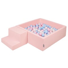 Детская площадка KiddyMoon Foam с квадратным бассейном для шариков (200 шариков), лестница, светло-серый: белый/серый/мятный цена и информация | Игрушки для малышей | 220.lv