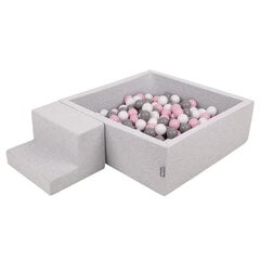 Детская площадка KiddyMoon Foam с квадратным бассейном для шариков (100 шариков), лестница, светло-серый: белый/серый/розовая пудра цена и информация | Игрушки для малышей | 220.lv