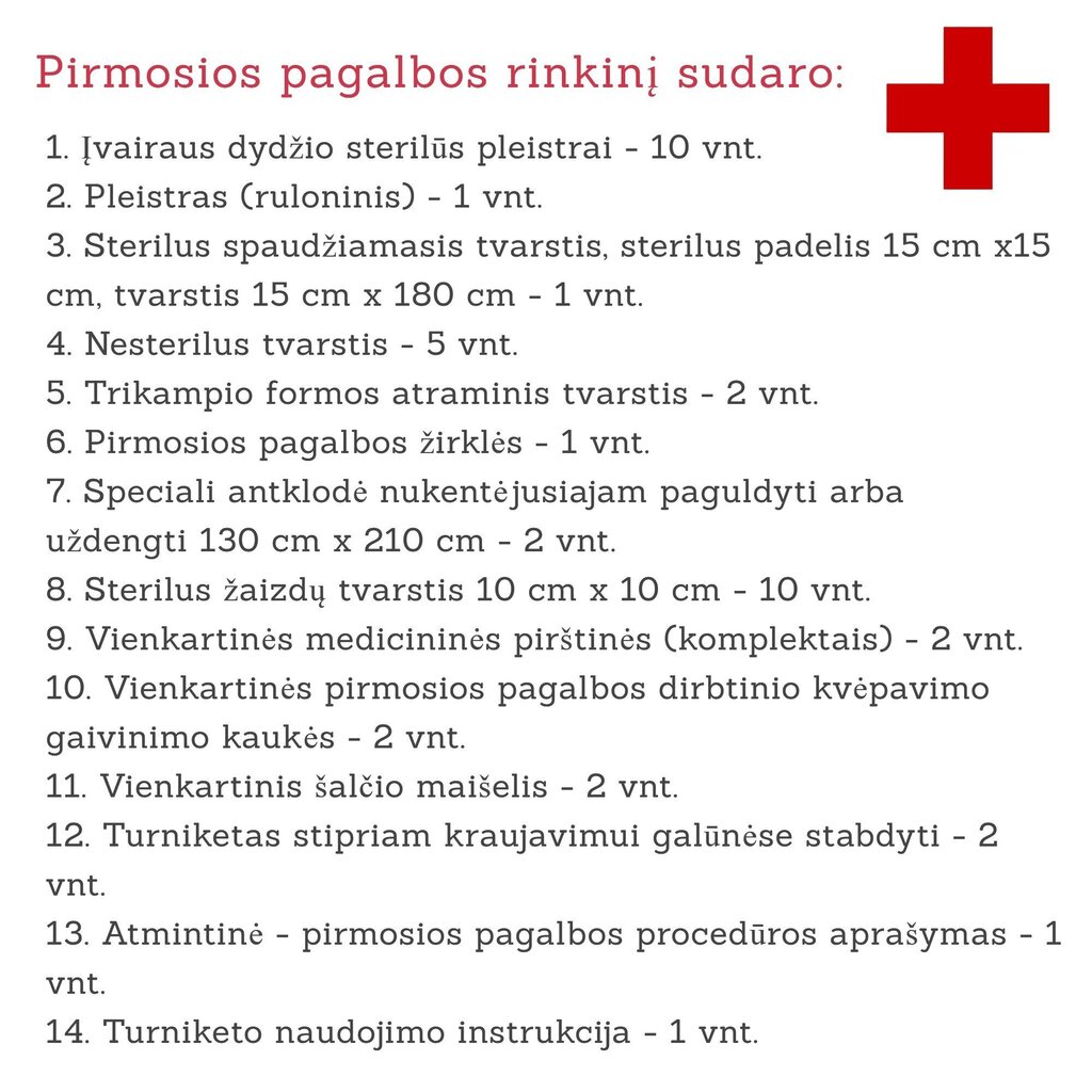 Atjaunināts 2024. gadā sastāva pirmās palīdzības komplekts cena un informācija | Aptieciņas, drošības preces | 220.lv