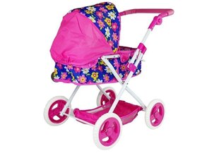 Leļļu ratiņi ar ziediem LeanToys, rozā cena un informācija | Rotaļlietas meitenēm | 220.lv