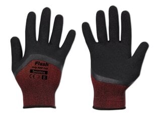 Darba cimdi - FLASH GRIP RED FULL, pārklāti ar lateksu, 10 d. cena un informācija | Darba cimdi | 220.lv