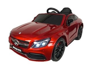 Mercedes C63 AMG 12v ar mūzikas moduli, sarkans lakots цена и информация | Электромобили для детей | 220.lv