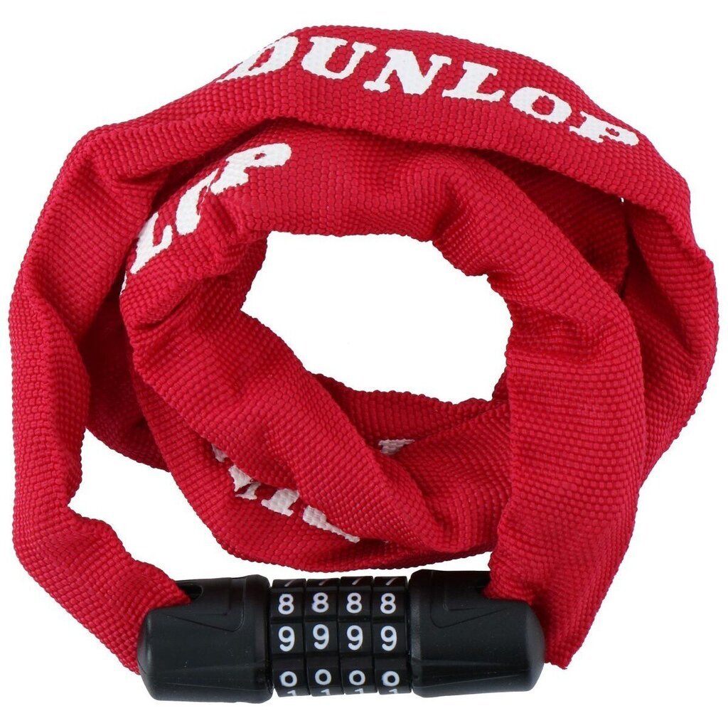 Velosipēda slēdzene ar kodu Dunlop, 120 cm, sarkana cena un informācija | Citi velo piederumi un aksesuāri | 220.lv