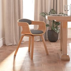 vidaXL virtuves krēsls, izliekts koks, gaiši pelēks audums cena un informācija | Virtuves un ēdamistabas krēsli | 220.lv