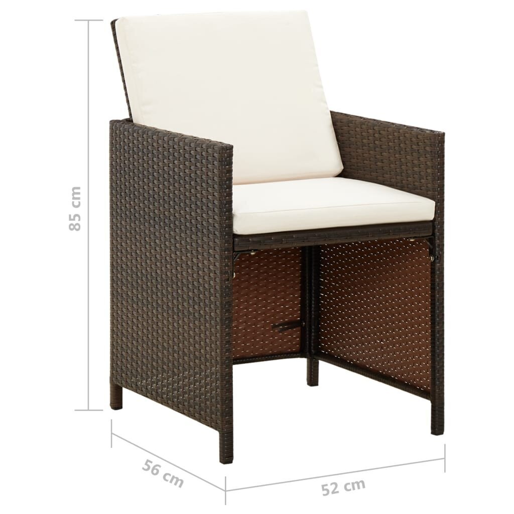 vidaXL dārza krēsli, 4 gab., ar matračiem, PE rotangpalma, brūni cena un informācija | Dārza krēsli | 220.lv