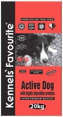 Active Dog 20kg - Kennels Favourite. Augstākās (super premium) kvalitātes pilnvērtīga barība visu šķirņu pieaugušiem suņiem. цена и информация |  Сухой корм для собак | 220.lv