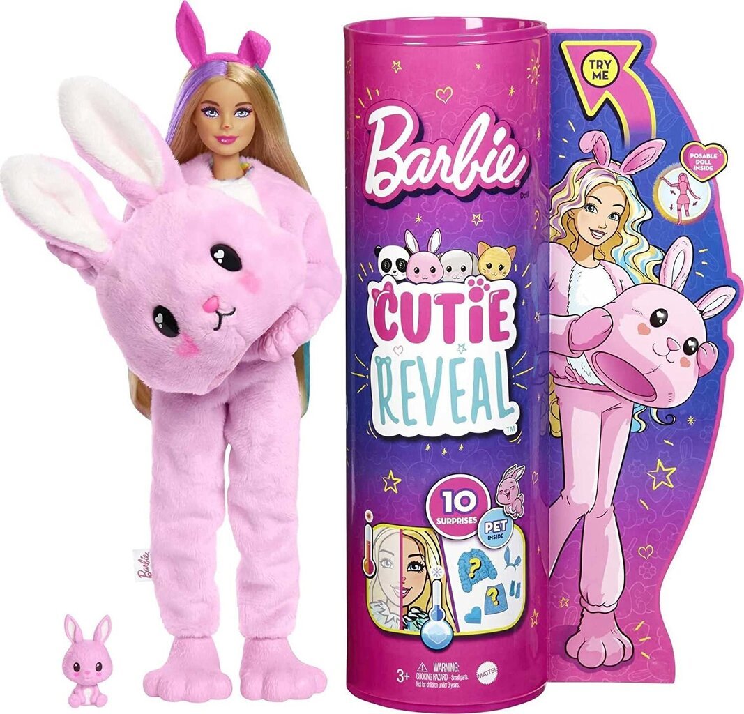 Lelles mīksto zaķīšu pārsteiguma komplekts Barbie Cutie Reveal, Sērija 1 цена и информация | Rotaļlietas meitenēm | 220.lv