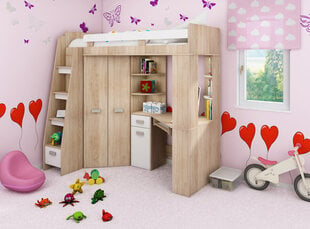 Bērnu istabas komplekts: divstāvu gulta, skapis, rakstamgalds ANTRESOLA L cena un informācija | Bērnu gultas | 220.lv