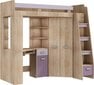 Divstāvu gulta Antresola P 200x80 cm, ozola/violetā krāsā cena un informācija | Bērnu gultas | 220.lv